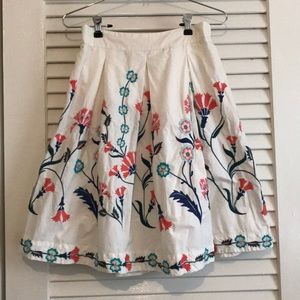 White floral a-line skirt